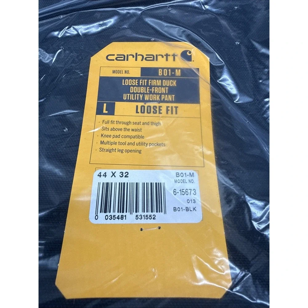 Carhartt Loose Fit Firm Duck Double-front Knee Utility Work Pants Black 44x32
